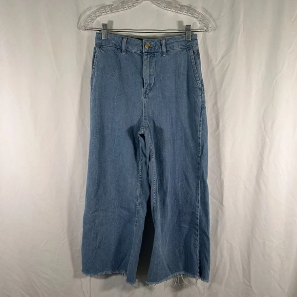 Top Shop Jeans Women's 26x30 Light Wash Cropped High Rise Cotton Blend - Picture 1 of 11